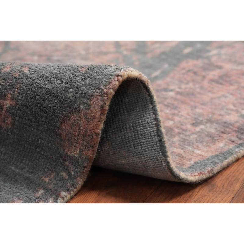 Hand Knotted Oriental Viscose Silk Carpet Modern Pictorial Coral Abstract Area Rug - 6' 2'' X 3' 11''