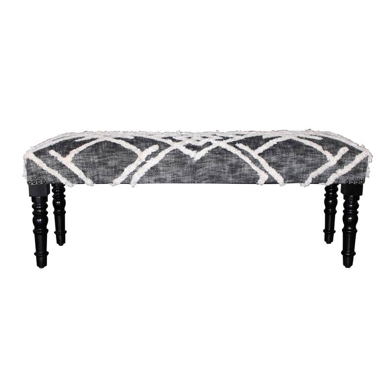 Sevita Tufted Geometric Diamond and Distressed Bench 16"W x 47"L x 18"H - 1'6" x 3'11" x 1'4"