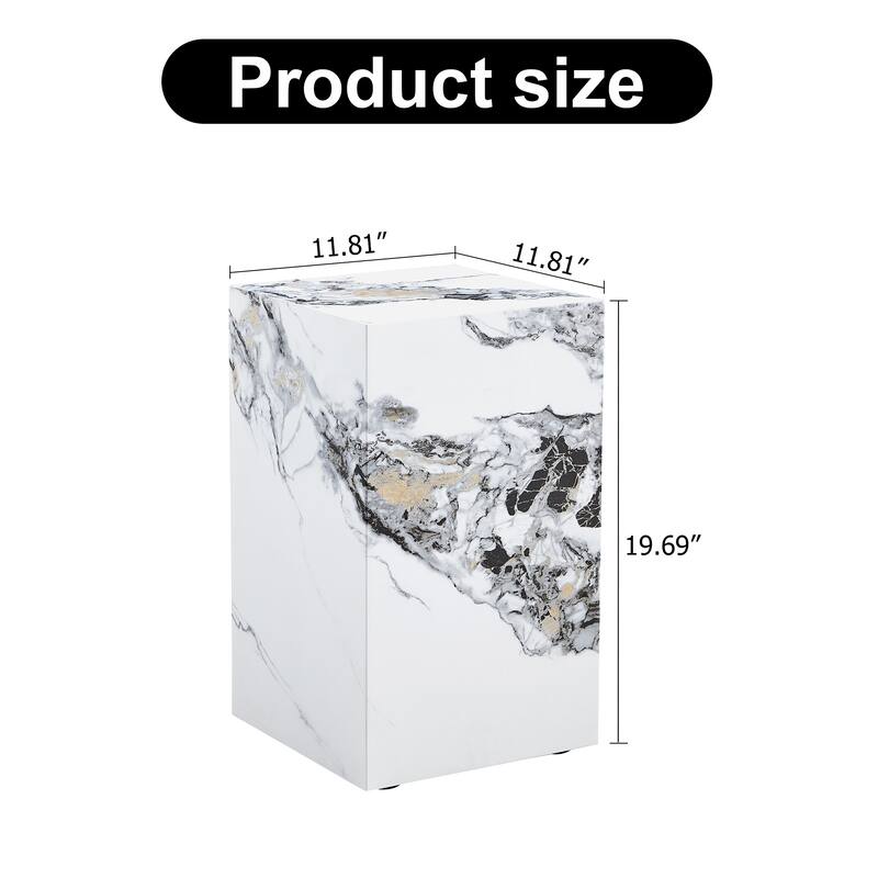 Roomfitters Cube Coffee Table with White MDF and Textured Finish, Stylish Compact Accent Table for Home Decor, White