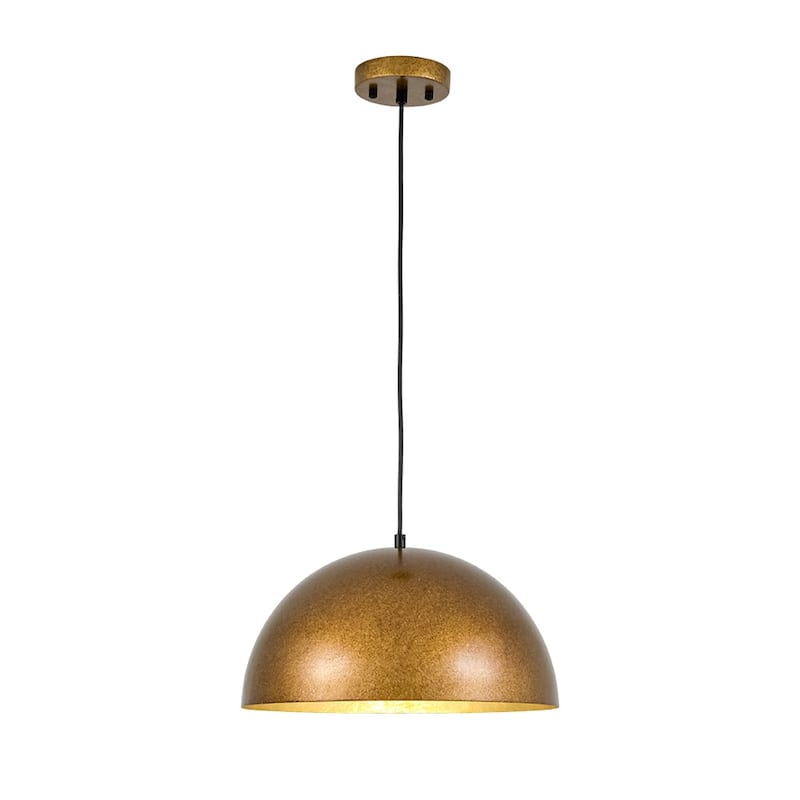Industrial Oversized Metal Dome Pendant Light - Modern Farmhouse - 15in - Aged Gold