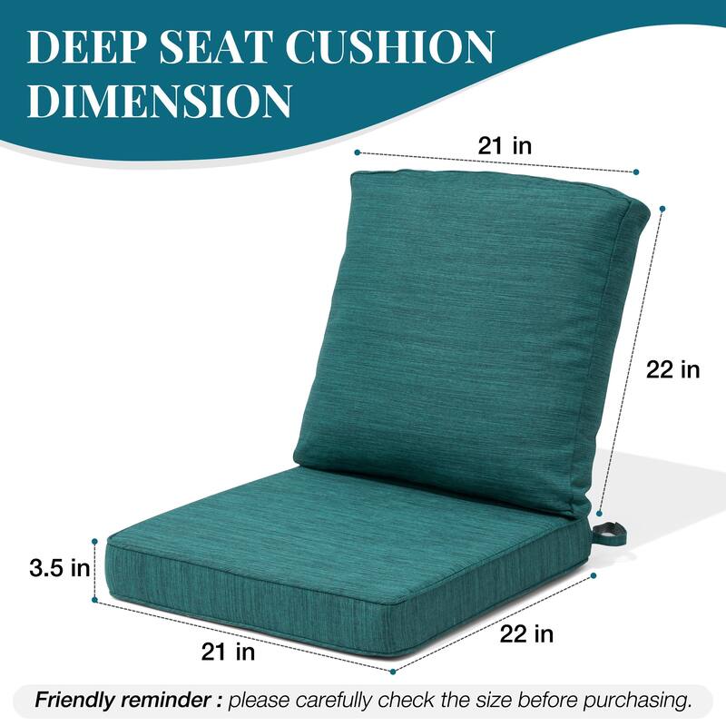 22''D x 21''W x 3.5''T Patio Fabric Outdoor Seat Cushions Set (Seat & Back)