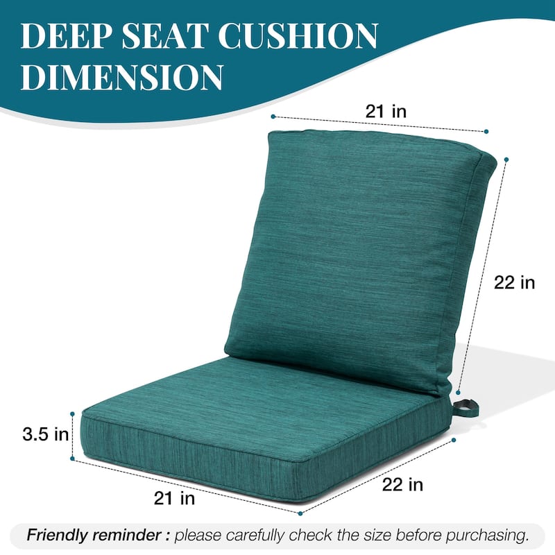22 x 21 in Patio Premium fabric Outdoor Seat Cushions Set (Seat & Back)