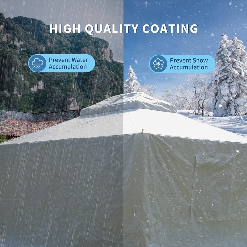 Domi 8' x 8' Universal Winter Gazebo Cover, All Season Waterproof Enclosed Cover with Sidewalls & Ventilated Mesh Windows, White