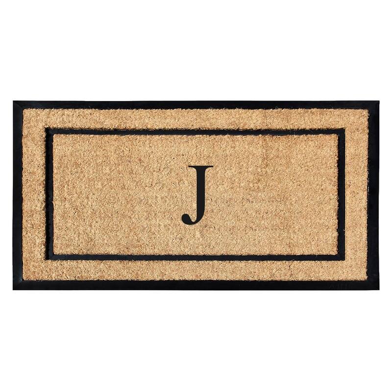A1HC Natural Coir Monogrammed Door Mat for Front Door, Durable Large Outdoor Rug, Heavy Duty Welcome Doormat - 24" X 48"