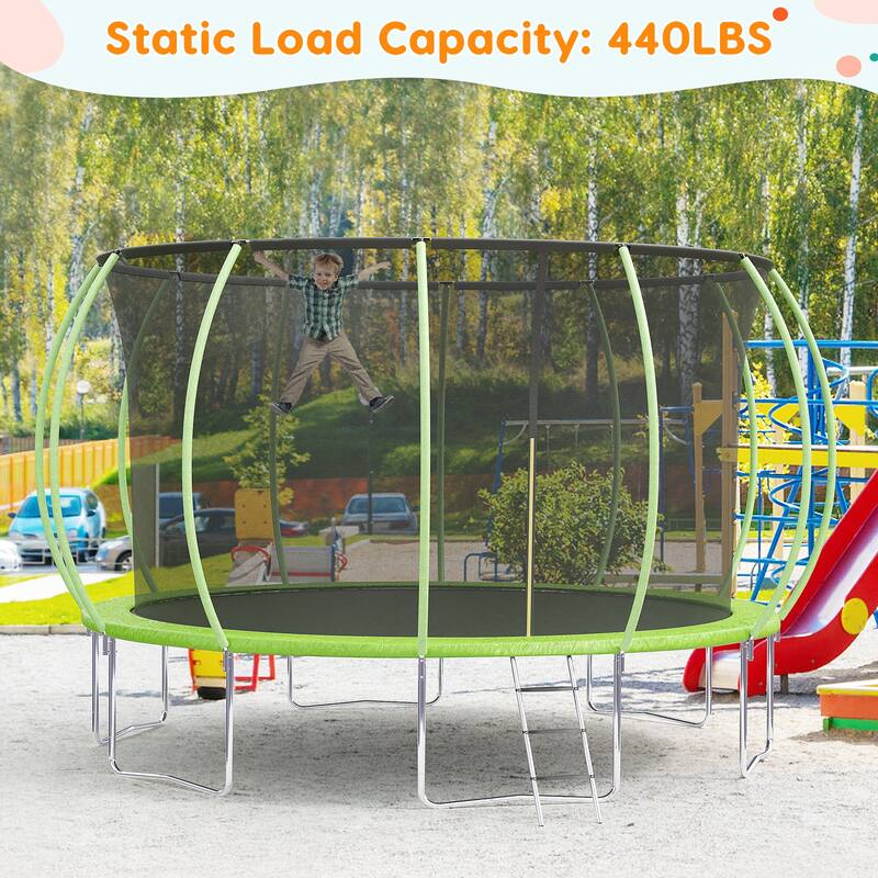 16FT Trampoline, Recreational Trampolines with Enclosure Net and Ladder