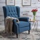 preview thumbnail 29 of 42, Walter Tufted Fabric Wingback Recliner Club Chair by Christopher Knight Home Dark blue
