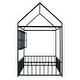preview thumbnail 11 of 40, Twin Size Metal Bed House Bed Frame with Fence and Four Metal Grid Shelves