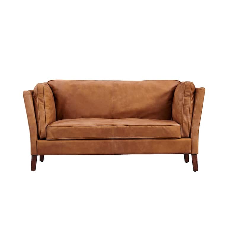 Kenmore Leather Love Seat - Light Brown