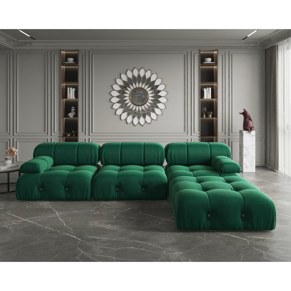 Chesterfield Modern Chesterfield Design Corner Sofa L-Shape Furniture Big Size Green Colour 