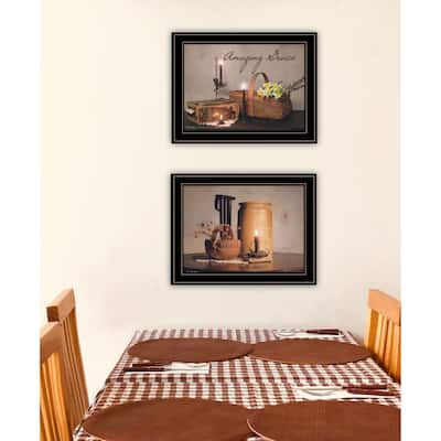 TrendyDecor4U Farmhouse "Amazing Grace Collection" Framed Print Wall Art by Susie Boyer - Brown