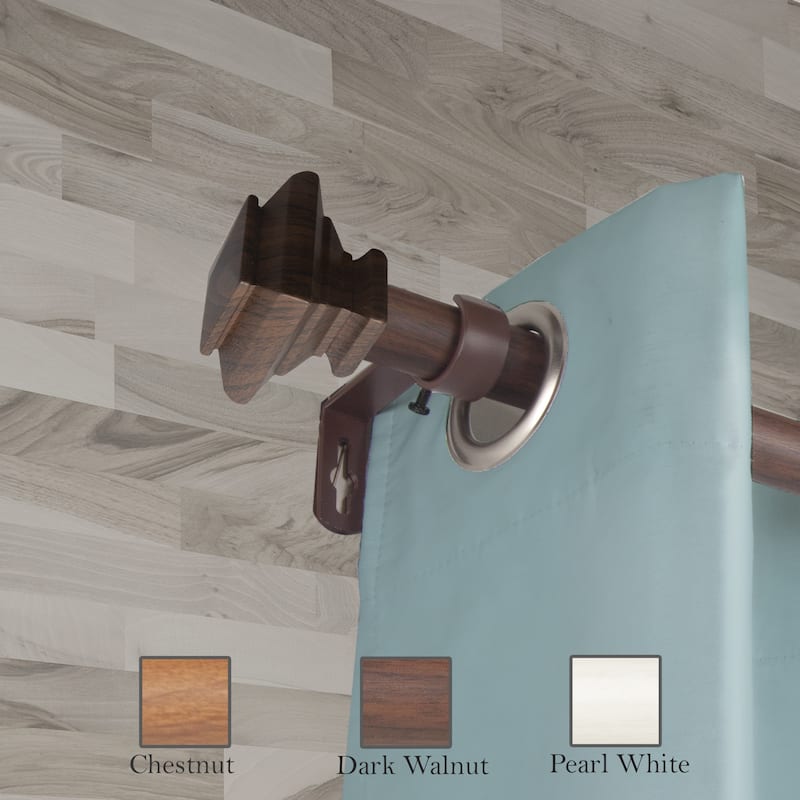 InStyleDesign Tild 1 inch Faux Wood Curtain Rod - 66 to 120 inches - Dark Walnut