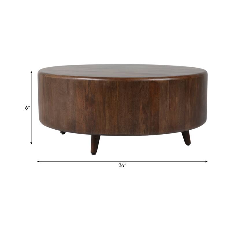 Wood Coffee Table Round Metallic Finish Modern Home Decor - 16" Blue - 36" x 36" x 15.5"