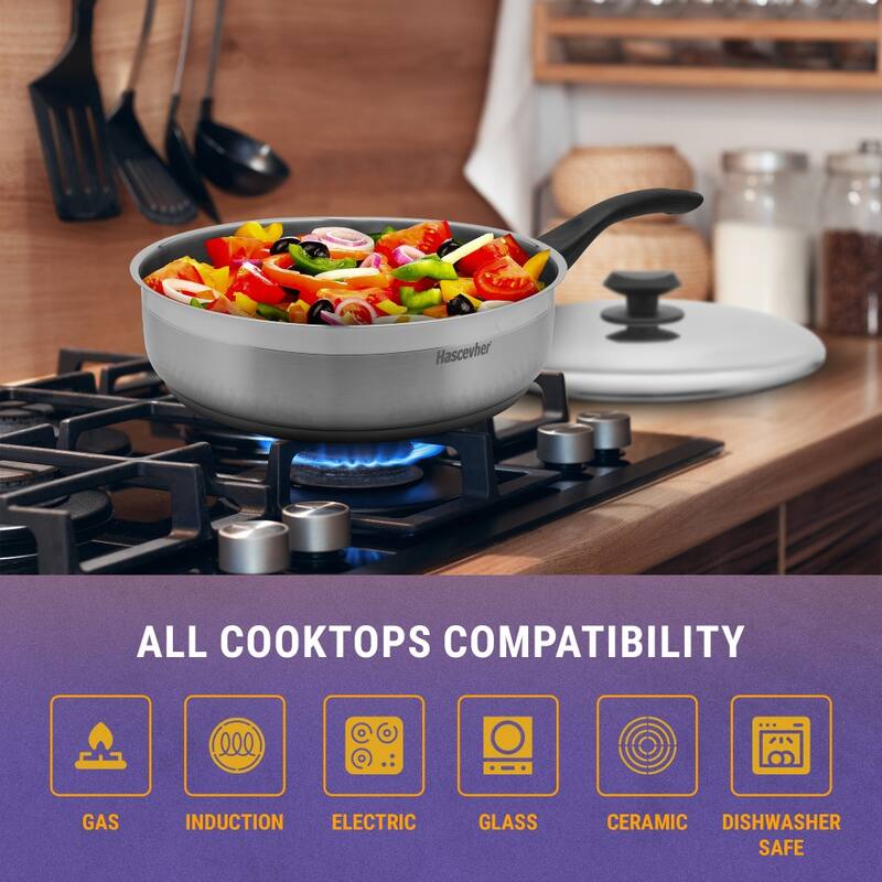 Hascevher Surme Stainless Steel Frying Pan - Induction Compatible