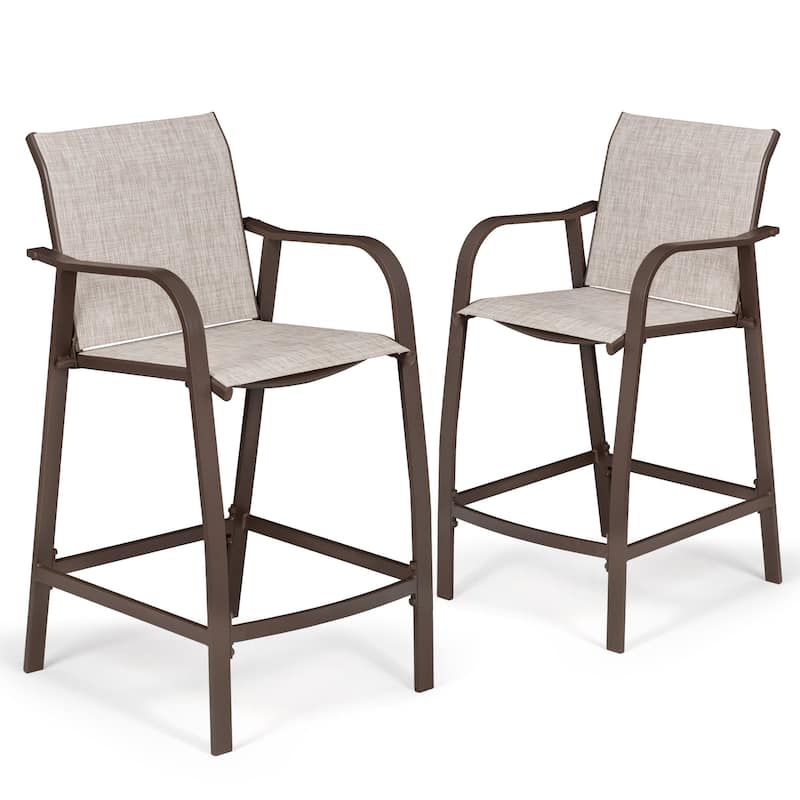 VredHom Outdoor Aluminum Bar Stool Set Patio Bar Chairs (Set of 2) - 21.7" W x 25.6" D x 43.7" H