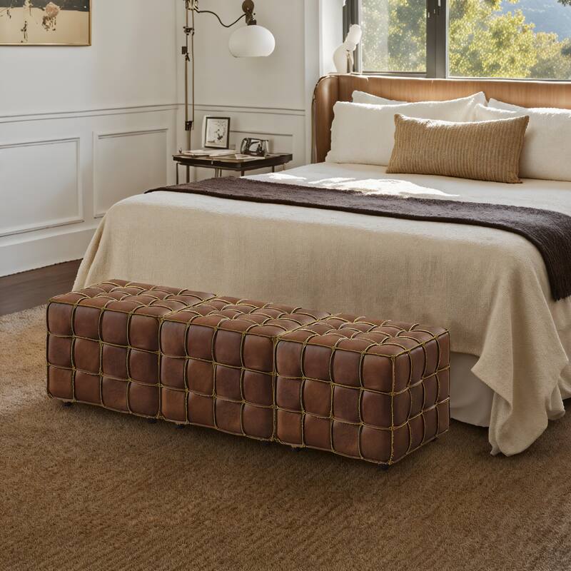 Art Leon Genuine Leather Ottoman Bench