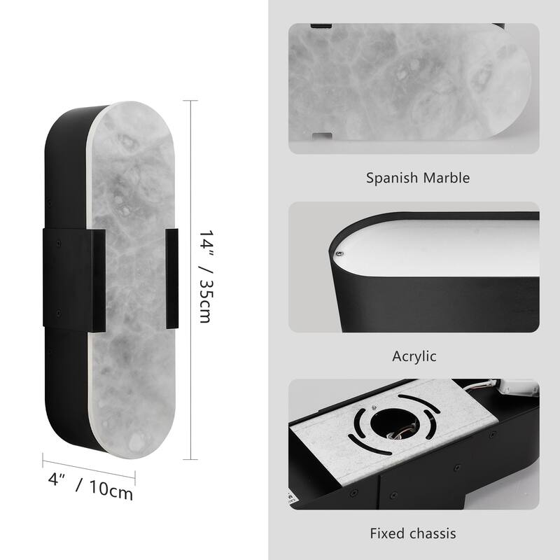 Set of 2 13.8" Natural Marble Wall Sconces