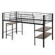 preview thumbnail 6 of 7, Twin Size Metal Loft Bed with 1 Rolling Desk and 2 Shelves, Black