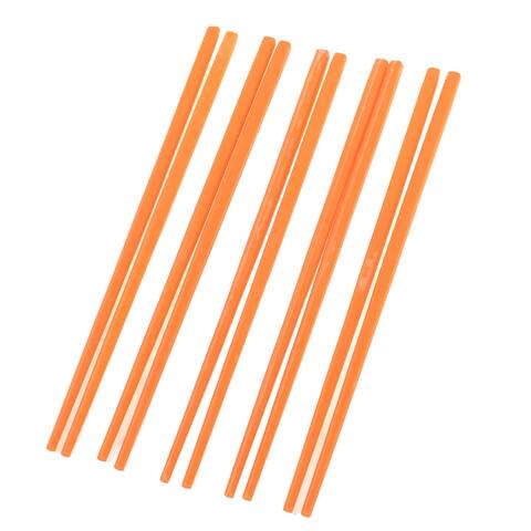 5 Pairs Kitchenware Orange Plastic Chopsticks 8.7" Long - 8.7" x 0.2" x 0.2" (L*W*T)