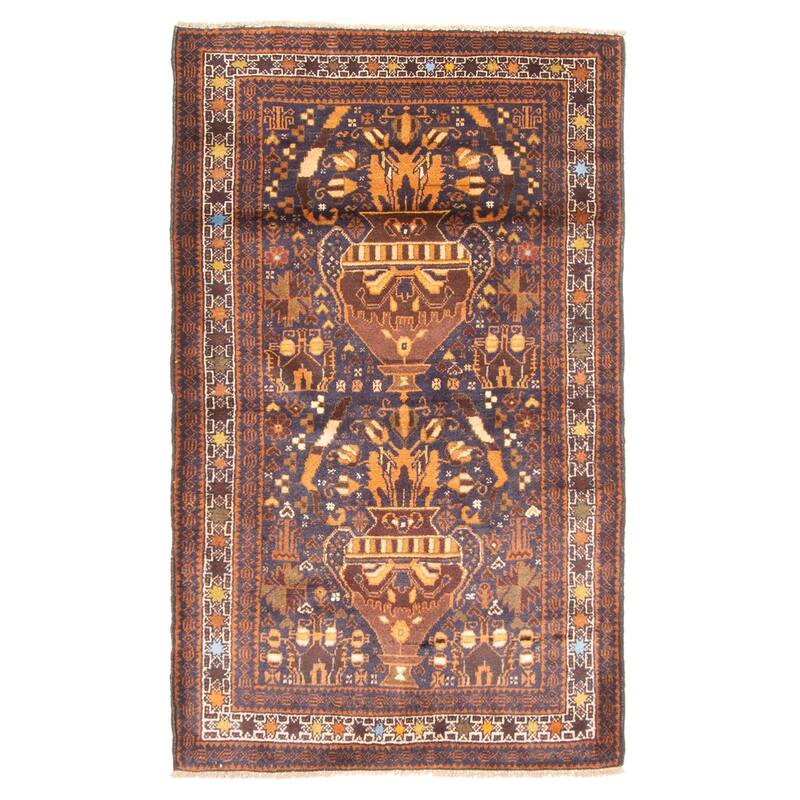 ECARPETGALLERY Hand-knotted Teimani Dark Navy Wool Rug - 3'0 x 5'3
