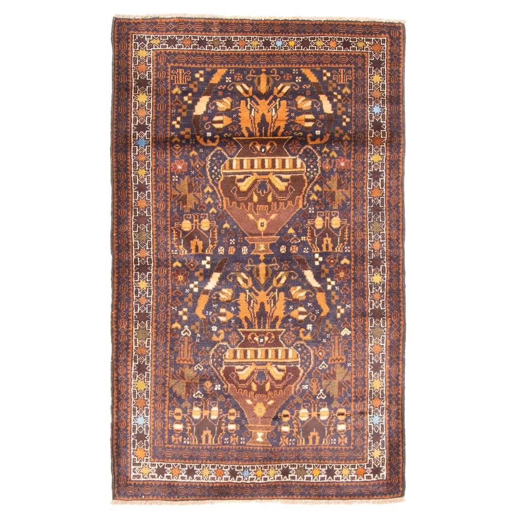 ECARPETGALLERY Hand-knotted Teimani Dark Navy Wool Rug - 3'0 x 5'3