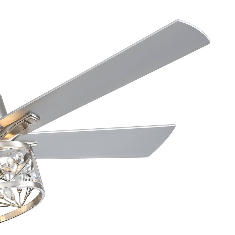 52in Indoor Satin Nickel Ceiling Fan with Light and Remote(5Blade