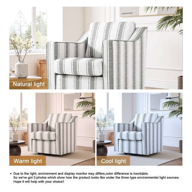Chenille/Leather Swivel Barrel Chair(Set of 2) Modern Club Chair by UIXE