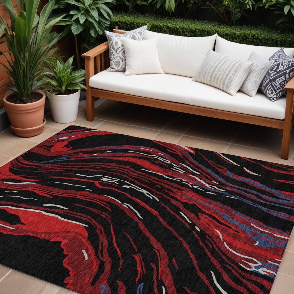 HomeRoots Abstract Transitional Rectangle Outdoor Rug