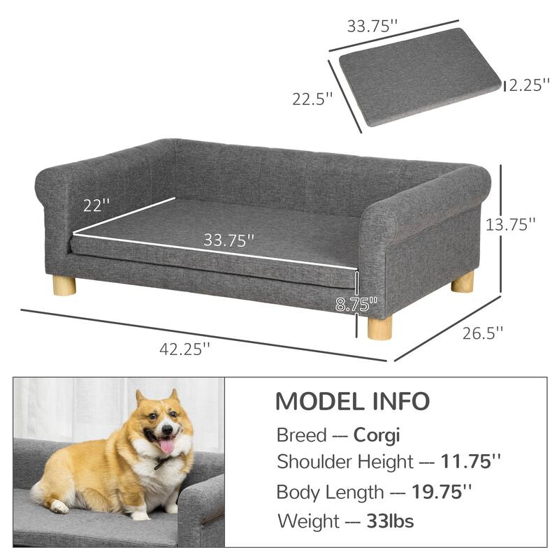 PawHut Modern Dog Couch Bed, Pet Sofa for Medium to Large Dogs or Cats