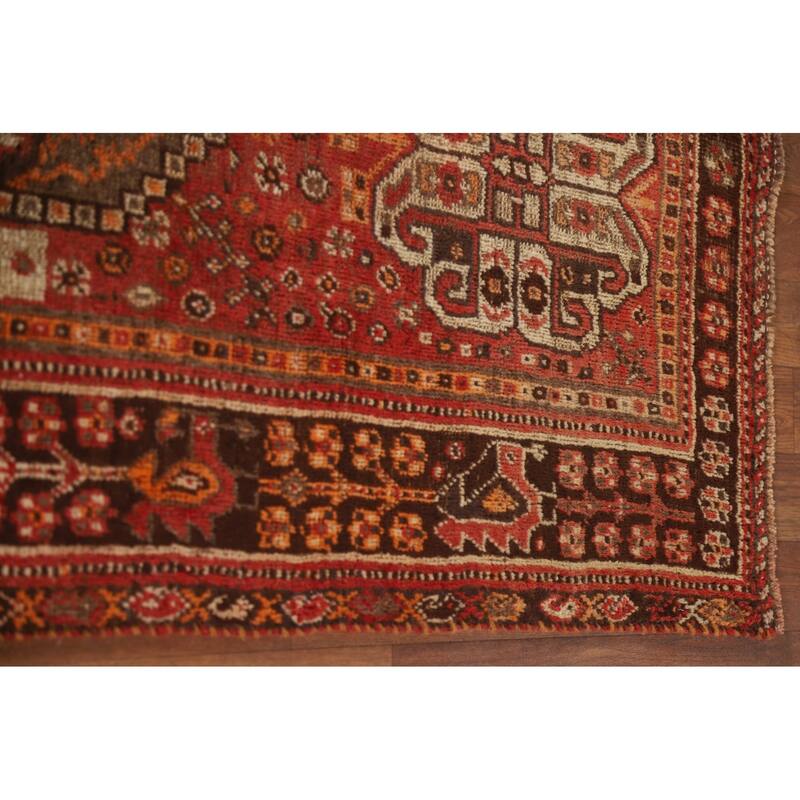 Vegetable Dye Shiraz Persian Antique Area Rug Handmade Wool Carpet - 5'1"x 8'0"