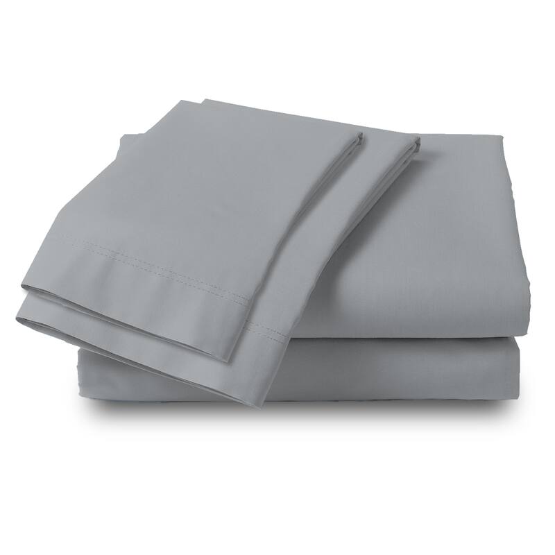 Color Sense 100% Cotton 300TC Ultra-Soft & Silky Wrinkle-Resistant Sheet Set - Light Gray - King