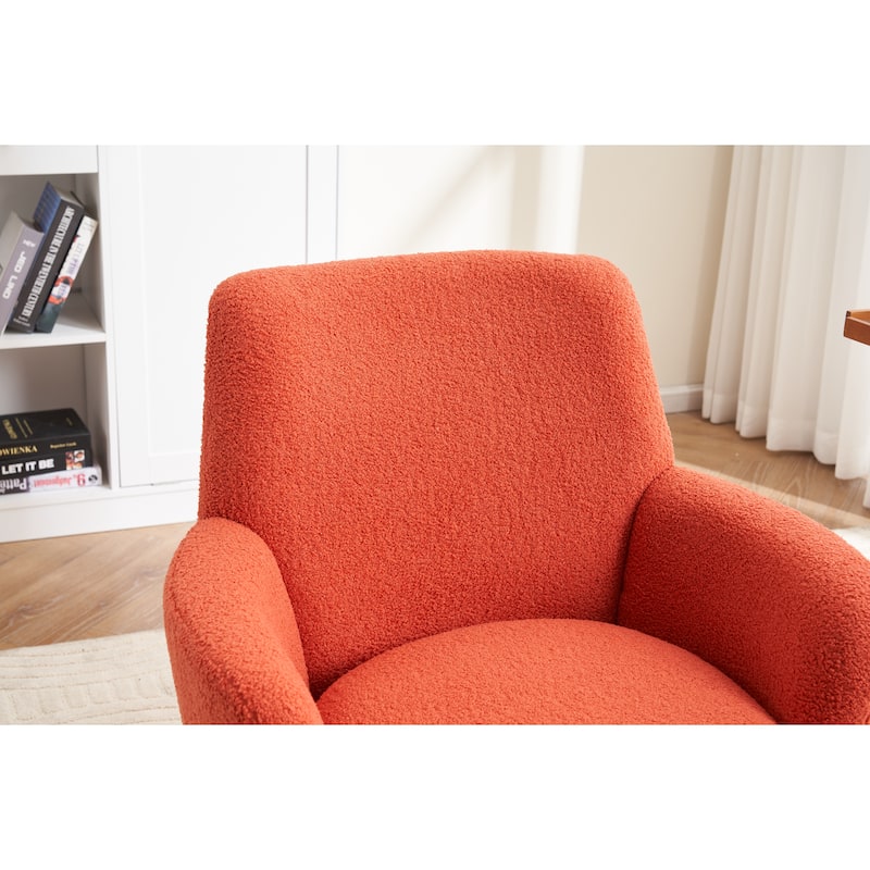 Orange Teddy 29.3" Upholstered Swivel Barrel Chair