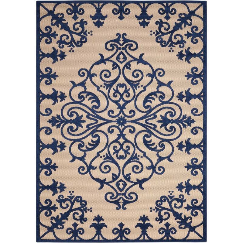 Nourison Aloha Modern Medallion Scroll Indoor / Outdoor Area Rug