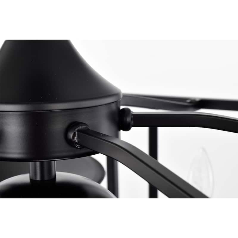 Hemming 26-inch Matte Black 6 Lights 3 Blades Lighted Ceiling Fan with Remote