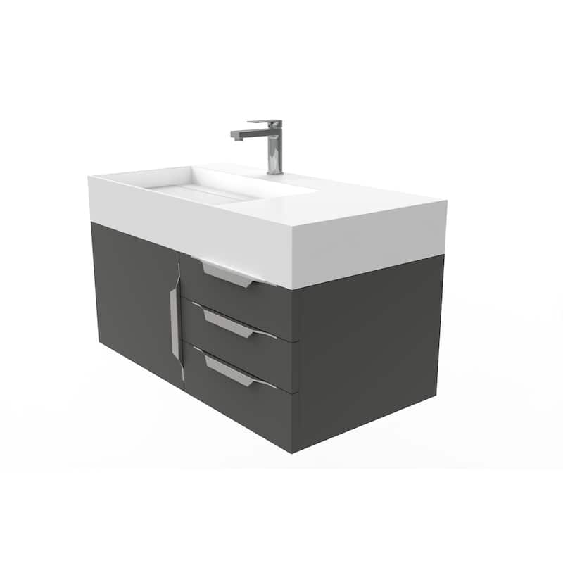 Amazon 36" Wall Mounted Bathroom Vanity Set w/ White Top