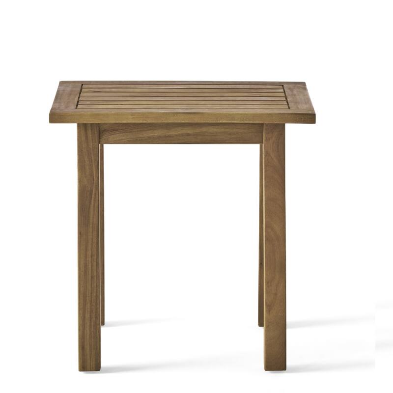 SELMA Acacia wood Accent Side Table in Natural Stained, Weather-Resistant Rectangular End Table