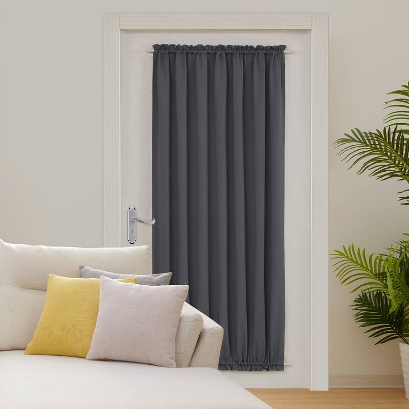 Deconovo French Door Curtain with Rod Pocket and Tieback 1 Panel - W54 x L72 - Dark Grey