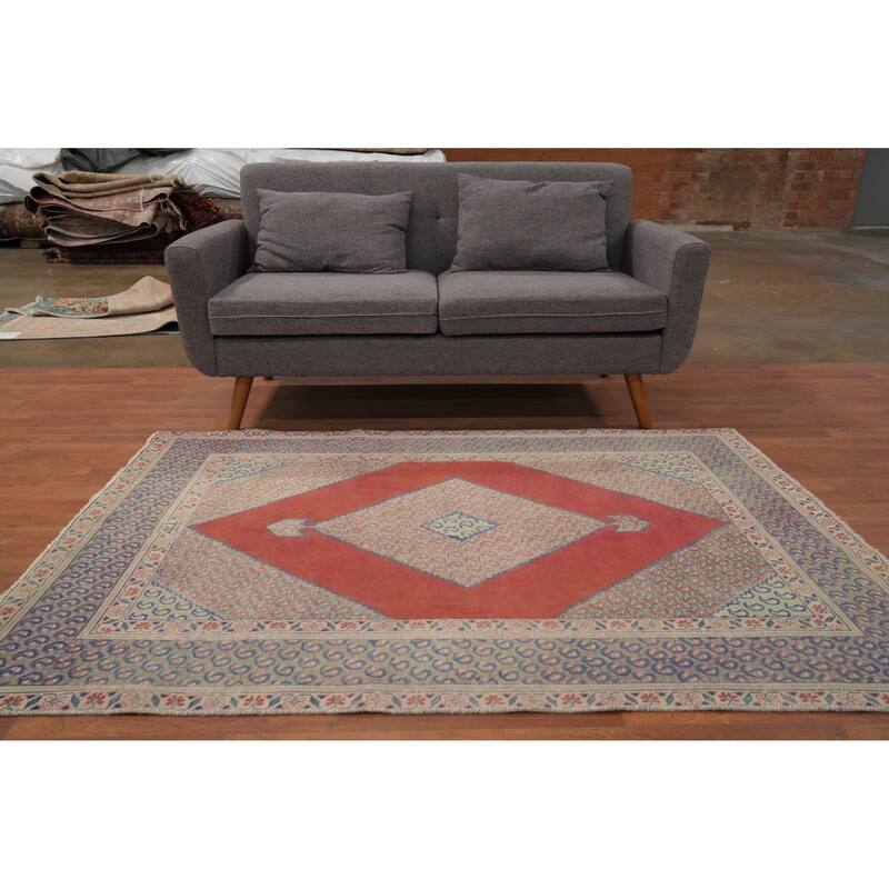 Hand Knotted Oriental 100% Wool Carpet Traditional Medallion Oranges & Rust Tabriz Area Rug - 6' 3'' X 4' 6''