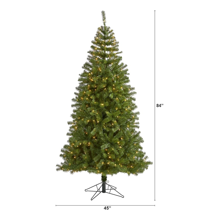 7' Pre-Lit Springfield Artificial Christmas Tree, Warm Clear LED Lights - 7 Foot