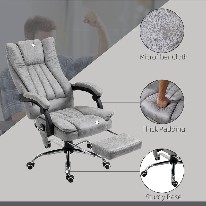 Massage Office Chair, High Back Reclining Office Chair with 6 Vibrating Massage Motors and Retractable Footrest, for Office