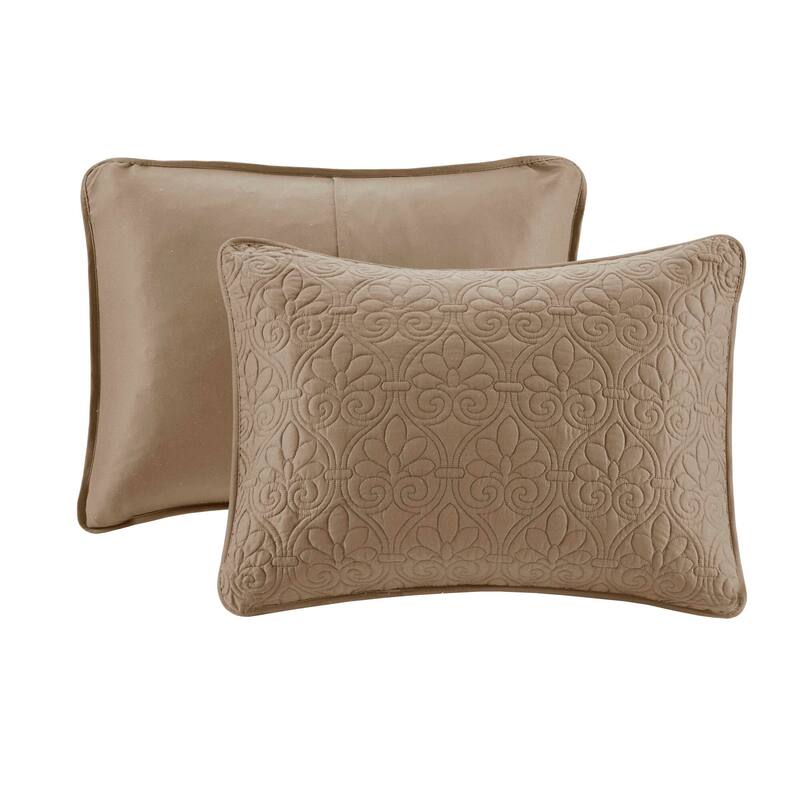 Madison Park Mansfield Reversible Oversized 3-piece Solid Texture Bedspread Quilt Set with Matching Shams - Khaki - King