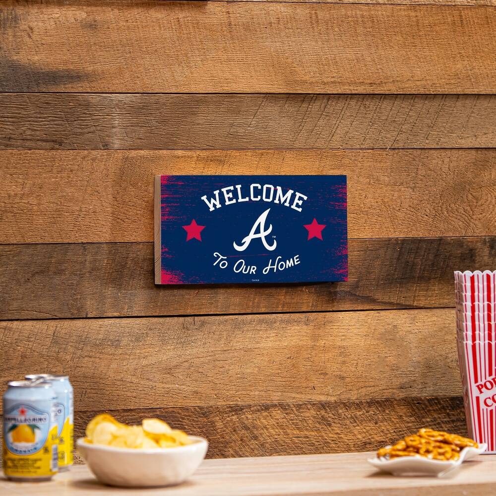 Atlanta Braves Wooden Door Decor Wall Sign - Multi-Color