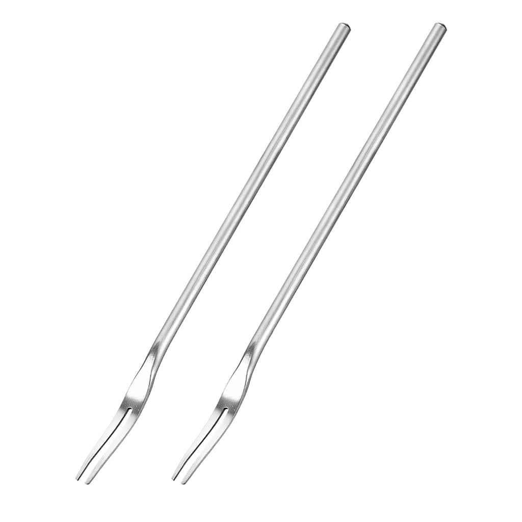 2Pcs Stainless Steel Fruit Forks, 8.66" Salad Fruit Tasting Forks for Birthday - Silver Tone