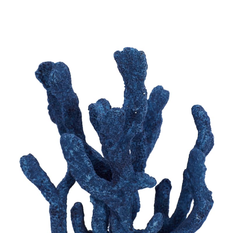 Polystone Coral Textured Porous Sculpture with Acrylic Base - Blue - Roche River Decor - 9"W x 10"L x 13"H