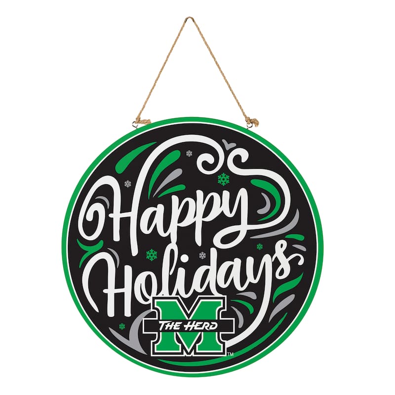 Marshall University 18" x 18" Happy Holidays Door Décor Wall Sign - 18" x 18"