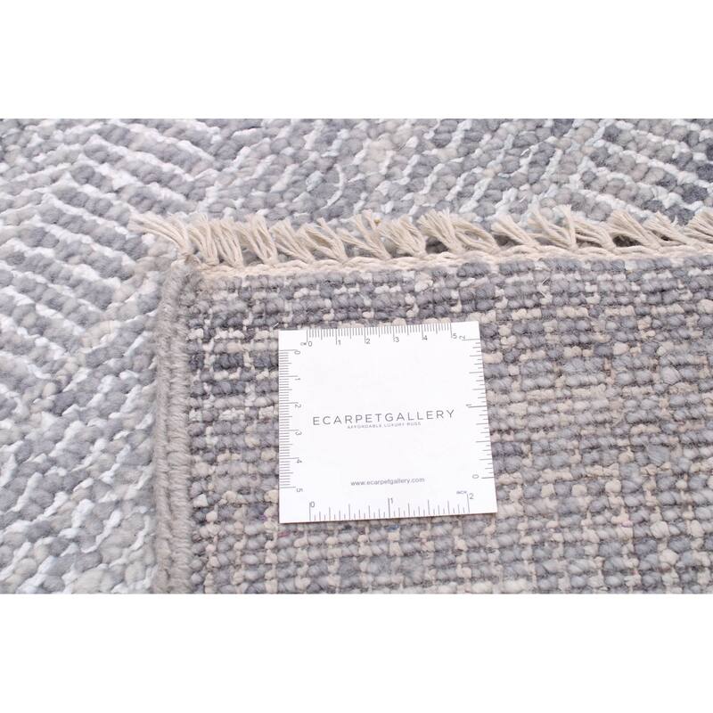 ECARPETGALLERY Hand-knotted Silk Shadow Grey Wool Rug - 8'9 x 11'9