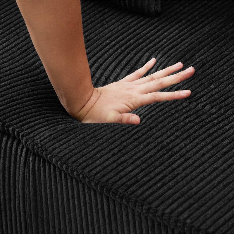 130" U-Shaped Upholstered Sectional Sofa with RGB LED Light Strip and 6 Pillows