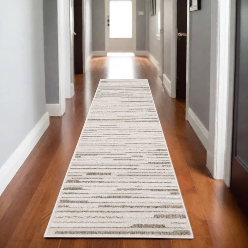 HomeRootsStriped Casual Runner Area Rug - 90.55' X '26.77' X '0.32
