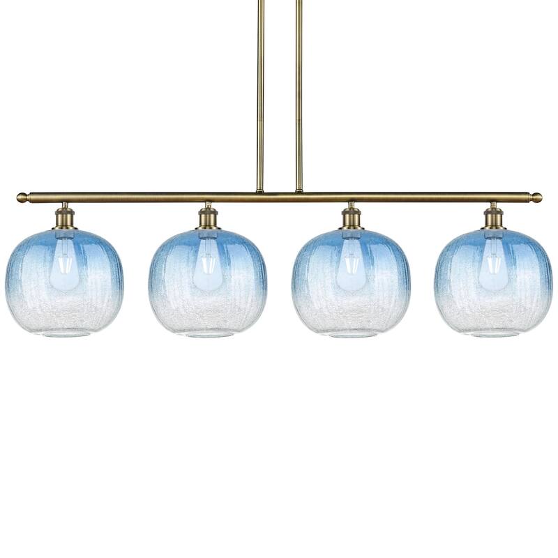 Innovations Lighting 516-4I-13-49 Brookhaven Sphere Linear Brookhaven - Antique Brass / Sapphire Blue
