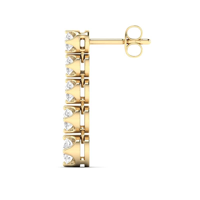 Marquee 7/8 CTW Five Stone Diamond Dangle Earrings in 14K Yellow Gold