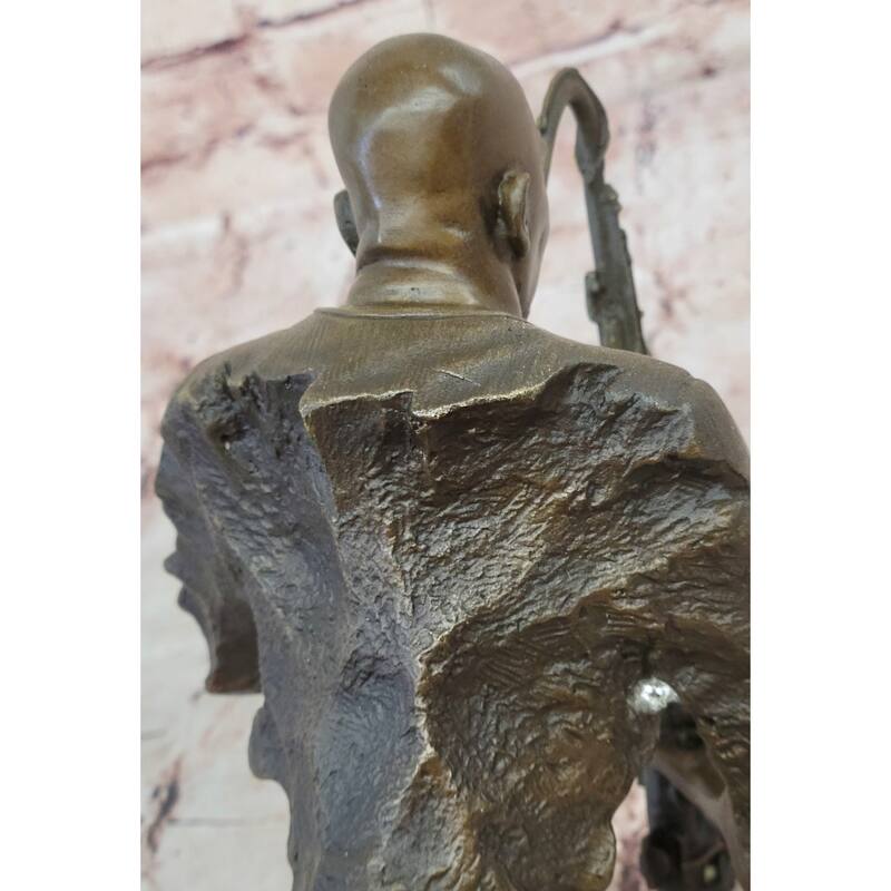 Black African American Saxaphone Player Jazz Musician Bronze Marble Statue 10 Inches X 9 Inches